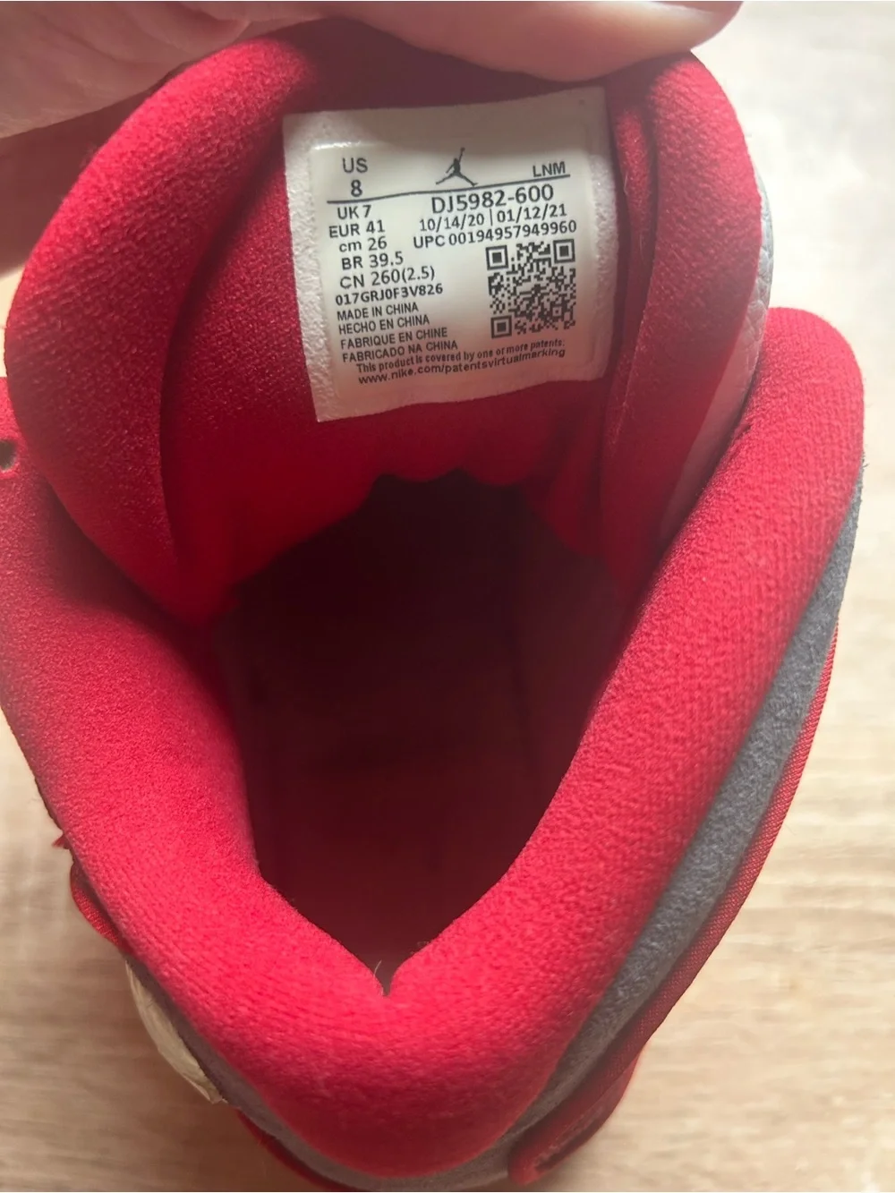 Jordan Red and White Retro Basketball Sneakers